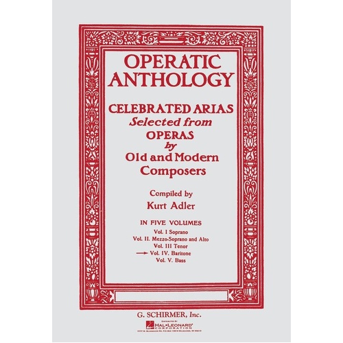 Operatic Anthology Vol 4 Baritone Edition by Ed Adler