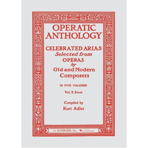 Operatic Anthology Vol 5 Bass Edition Adler