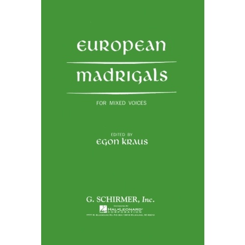 Schirmer - European Madrigals For Mixed Voices