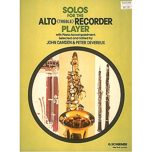 Solos For The Alto/Treble Recor(Rec/Piano) 