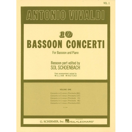 Vivaldi - 10 Bassoon Concerti Vol. 1 for Bassoon and Piano