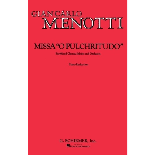 Schirmer - Menotti - O Pulchritudo SATB Vocal Score