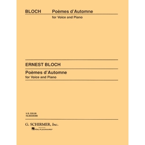 Bloch Poemes Dautomme Voice and Piano 