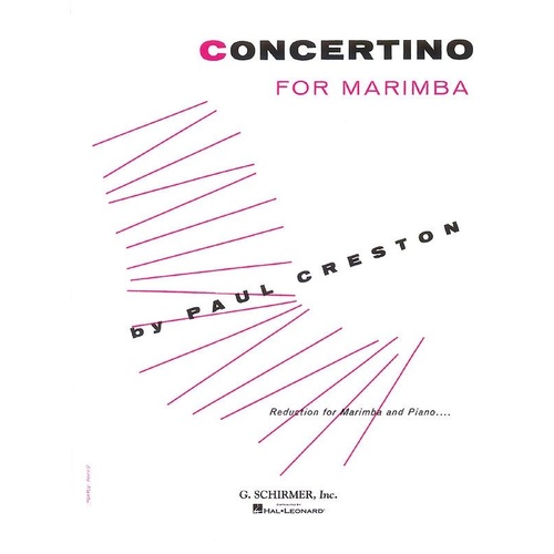 Creston Concertino for Marimba/Piano by G. Schirmer, 36 Pages, Tuned Percussion