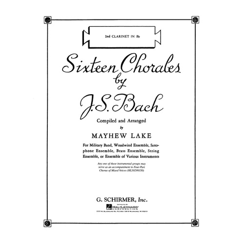 Schirmer - Bach - 16 Chorales Clarinet 2 Part