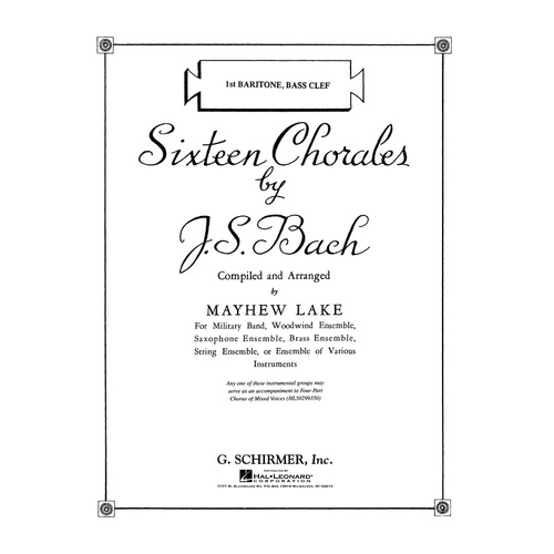 Schirmer - Bach - 16 Chorales Baritone 1 Bass Clef Part