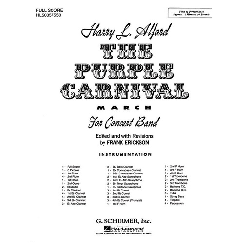Schirmer - Alford - The Purple Carnival March Concert Band 4-5 Score/Parts