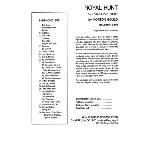 Schirmer - Gould - Royal Hunt Concert Band 4-5 Score/Parts