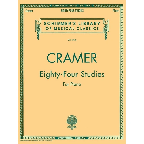 Cramer 84 Studies for Piano Complete, G. Schirmer, Inc., 172 Pages, Advanced Level, Virtuosic Technical Facility Required