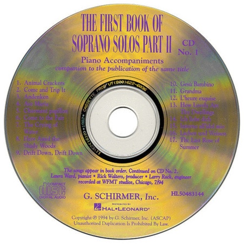 Schirmer - First Book Of Soprano Solos Pt 2 2Cd Set