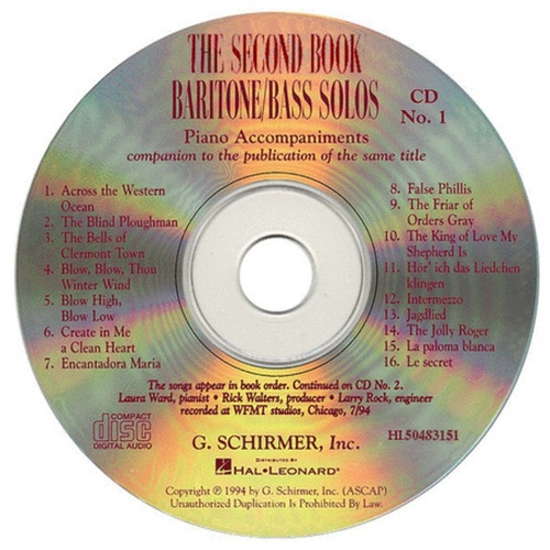 2nd Book Of Baritone/Bass Solos CD Only 