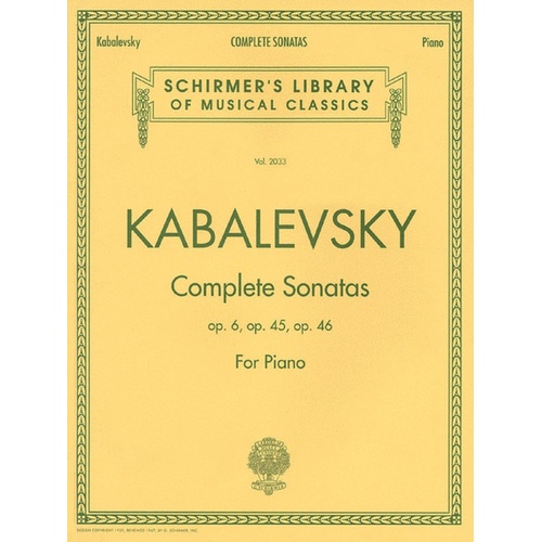 Kabalevsky - Complete Sonatas For Piano (Softcover Book)