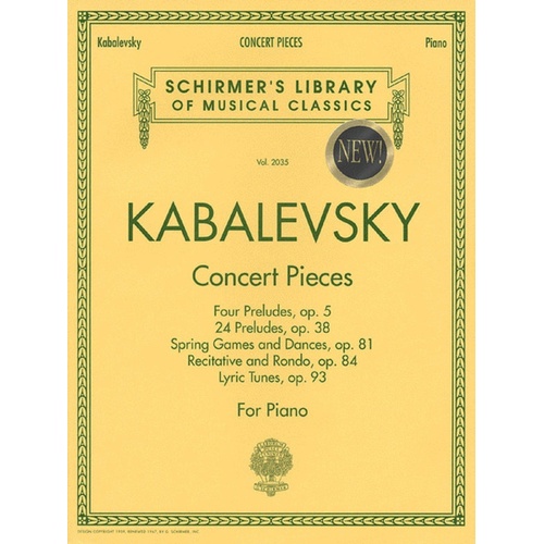 Kabalevsky - Concert Pieces For Piano (Softcover Book)