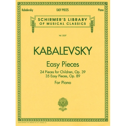 Kabalevsky - Easy Pieces Op 39/89 For Piano (Softcover Book)