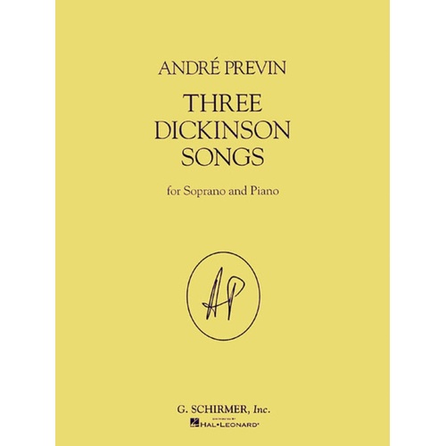 Schirmer - Previn - 3 Dickinson Songs For Soprano/Piano