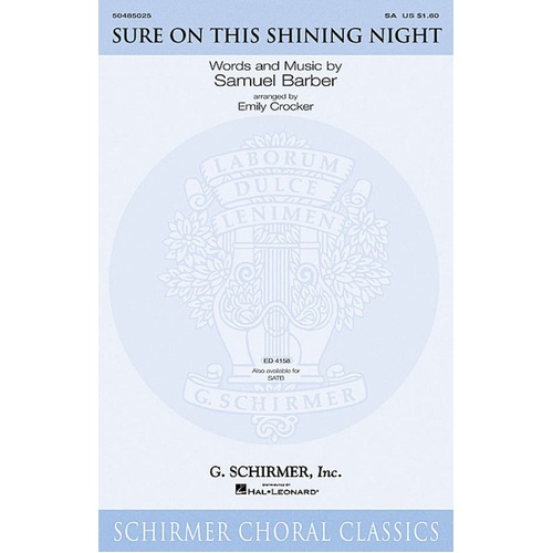 Schirmer - Barber - Sure On This Shining Night SATB