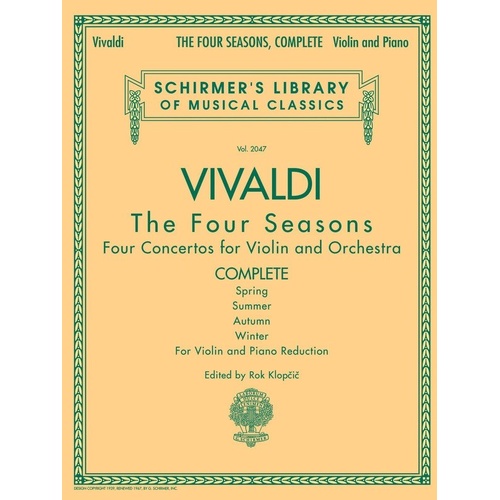 Vivaldi - The Four Seasons Complete Violin/Piano Edition, 56 Pages, G. Schirmer