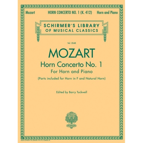 Mozart Concerto N.1 Horn/Piano Ed.Tuckwel Book