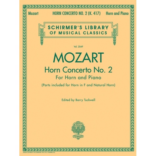 Mozart Concerto N.2 Horn/Piano Ed.Tuckwel Book
