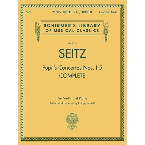 Seitz Pupil's Concertos Nos 1-5 for Violin and Piano, 80 Pages, G. Schirmer Edition