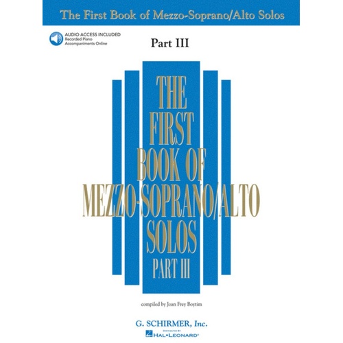Schirmer - First Book Of Mezzo Soprano/Alto Solos Pt 3 Book/Online Audio