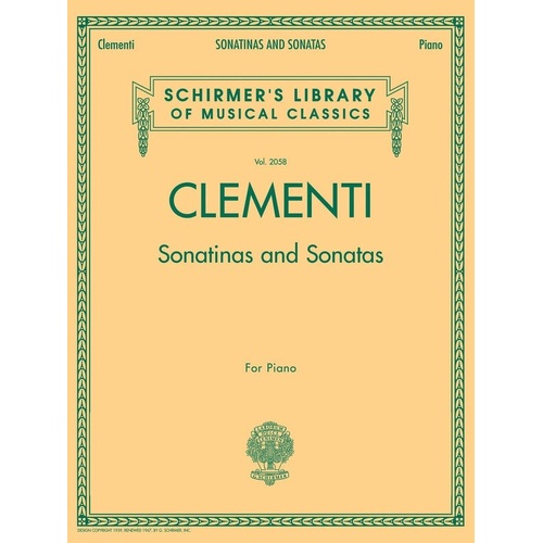 Clementi - Sonatinas and Sonatas for Piano, Schirmer's Library, 240 Pages, G. Schirmer, Inc.