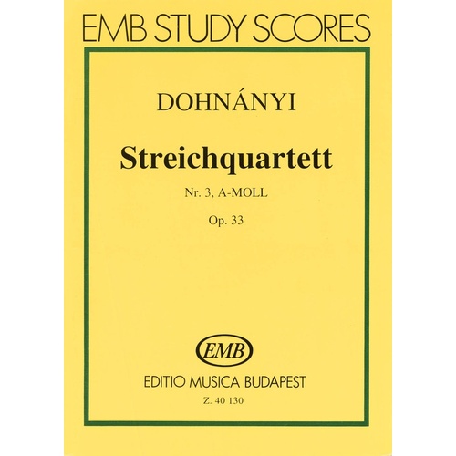 String Quartet No 3 In A Minor Op 33 (Music Score)