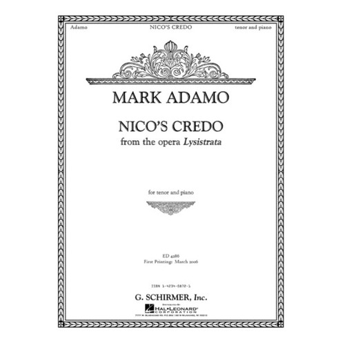 Adamo Nicos Credo(Lysistrata)Sop/Piano 