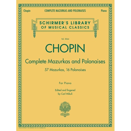 Chopin - Complete Mazurkas And Polonaises For Piano (Softcover Book)
