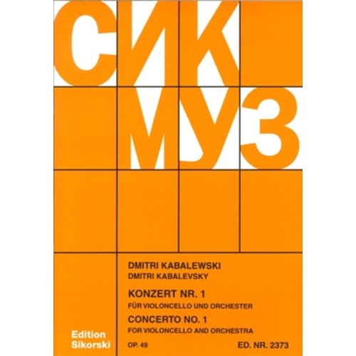 Kabalevsky - Concerto No 1 Op 49 Cello/Piano (Softcover Book)