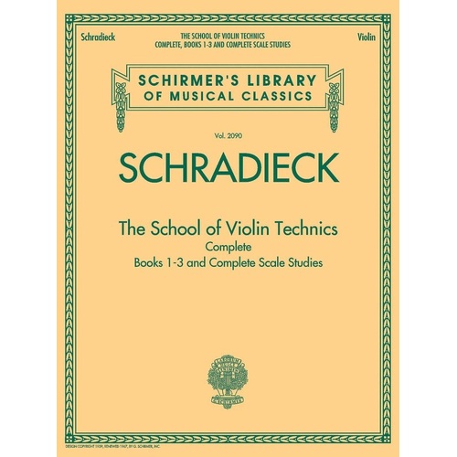 Schradieck School of Violin Technics Complete - G. Schirmer, 128 Pages, Includes Scale Studies