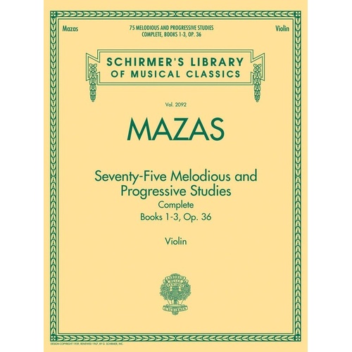 Mazas 75 Melodious and Progressive Studies Op. 36 for Violin Complete