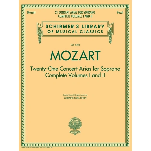 Mozart - 21 Concert Arias for Soprano, G. Schirmer Edition, 252 Pages