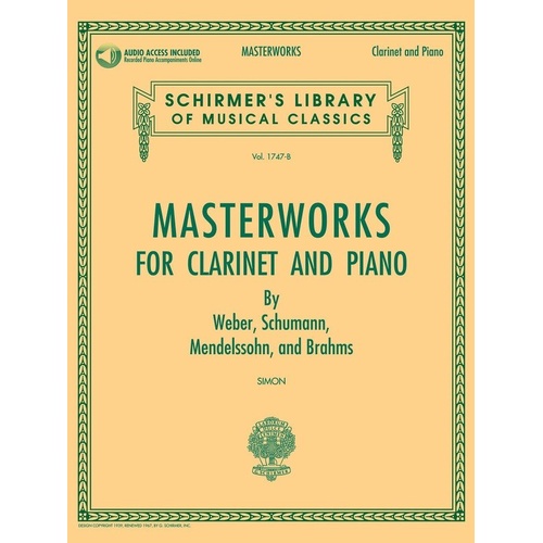 Masterworks for Clarinet and Piano Book with Audio Access