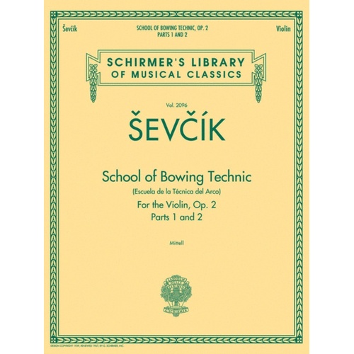Schirmer - Sevcik - School Of Bowing Technic Op 2 Pts 1-2 Violin