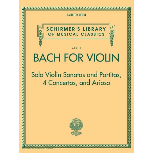 Bach for Violin - Complete Sonatas and Partitas, Concertos BWV 1001-1006, 1041, 1042, 1043, 1056R, Arioso BWV 156, 88 pages