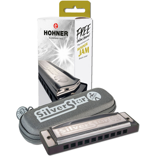 Hohner Silverstar Harmonica in Key of A - Diatonic, 10 Holes, Brass Reeds, Durable ABS Comb, Stainless Steel Covers, 3 Octaves