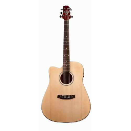 Ashton D20CEQLNTM Left-Handed Acoustic Guitar with Pickup, Spruce Top, Cutaway, Smartwood Fingerboard, EQ System and Built-in Tuner
