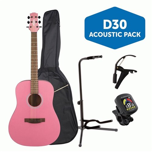 Ashton SPD30GUV Acoustic Guitar Pack w/ Gig Bag, Capo, Stand & Tuner