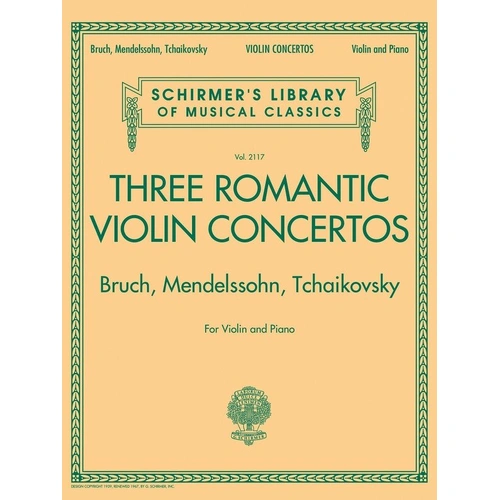 Three Romantic Violin Concertos for Violin and Piano