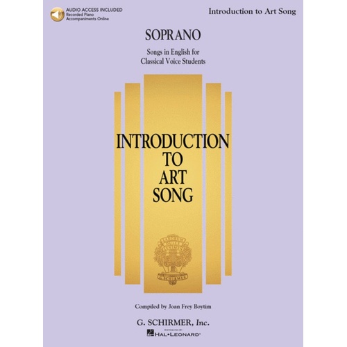 Schirmer - Introduction To Art Song Soprano Book/Online Audio