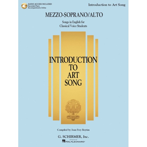 Schirmer - Introduction To Art Song Mezzo/Alto Book/Online Audio