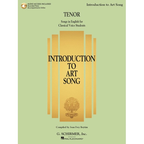 Schirmer - Introduction To Art Song Tenor Book/Online Audio