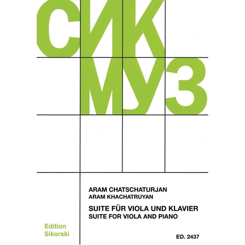 Khachaturian - Suite For Viola And Piano (Softcover Book)
