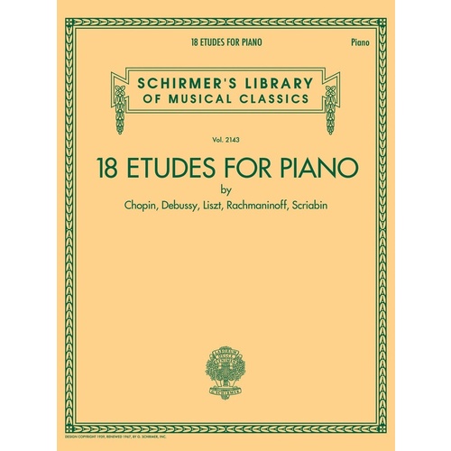 Schirmer - 18 Etudes For Piano