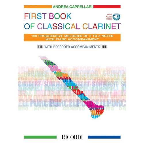 First Book of Classical Clarinet by Ricordi - 100 Melodies, Beginner Level, Includes Online Audio Access, 40 Pages