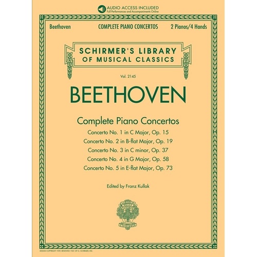 Beethoven Complete Piano Concertos Book with Orchestral Accompaniments