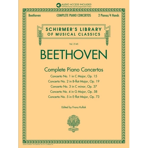 Beethoven Complete Piano Concertos Book with Orchestral Accompaniments