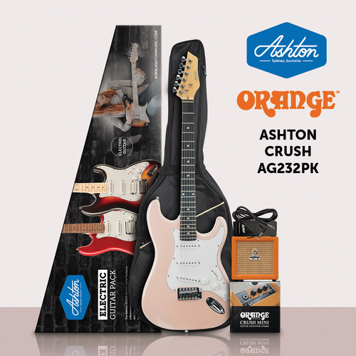 Ashton AG232 Electric Guitar Starter Pack with Crush Mini Amp - Metallic Pink