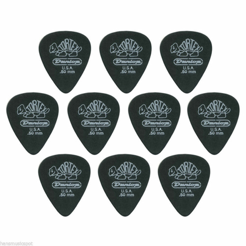 10 x Jim Dunlop Tortex Pitch Black 0.50mm Guitar Picks NEW Free Postage 488R